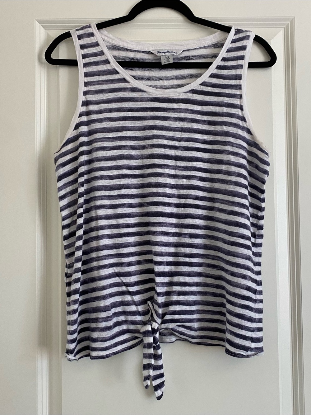 Tommy Bahama Navy & White Striped Tie-Front Tank